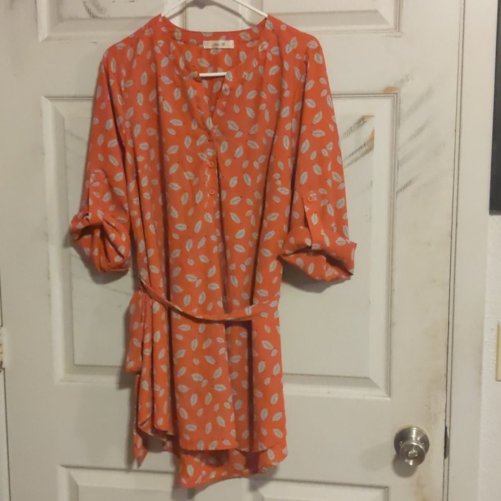 Leaf Print Tunic Shirt